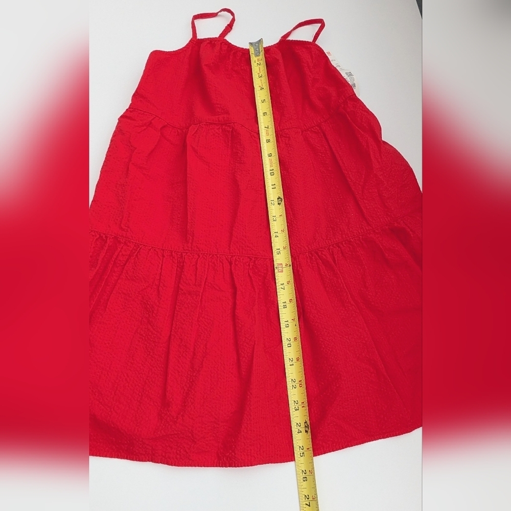 NWT Uniqlo Girls' (Size 7-8) Red Lightweight Seersucker Camisole Dress/Sundress - Picture 9 of 15